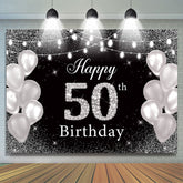 Funkeln Und Silber Ballon Glücklich 50 Geburtstag Hintergrund
